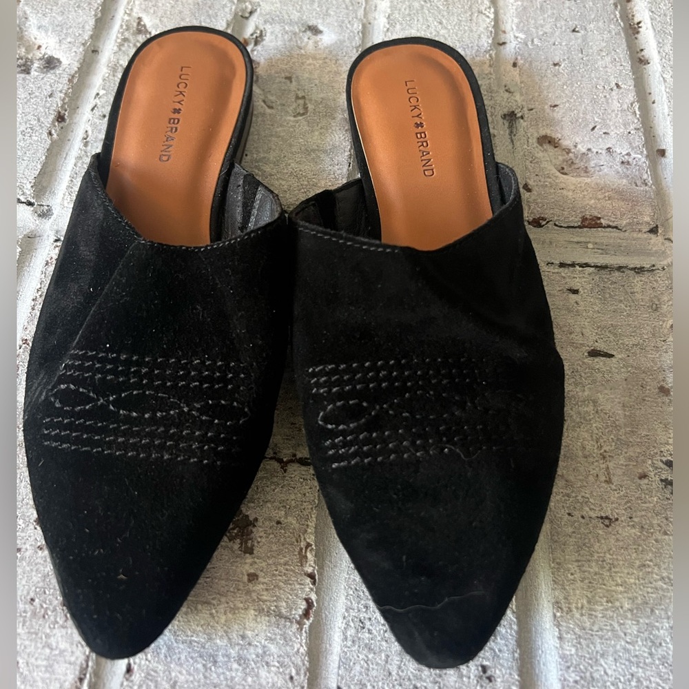 Lucky Brand Black Suede Slip-On Shoes